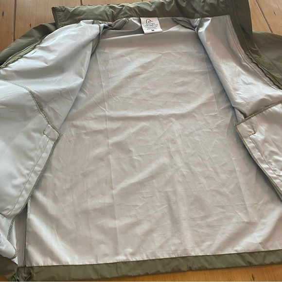 Wind Breaker Athletic Jacket Ducks Unlimited Hood Pockets Khaki M-L - Picture 7 of 12